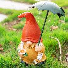 Load image into Gallery viewer, WONDHOME Garden Gnome Statues Outdoor Decoration Patio Yard Lawn Solar Gnomes Lady with Umbrella Lights Christmas Halloween Birthday Gift for Woman Mom,Umbrella Gnome
