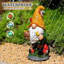 Load image into Gallery viewer, VChymm Flocked Garden Gnome Statue with Solar LED Light, Large Funny Fairy Gnomes Figurines with Solar Lantern, Outdoor Fall Decorations for Yard Lawn
