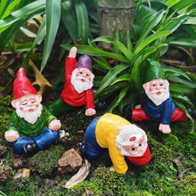 Load image into Gallery viewer, JIUMO Yoga Gnome Miniature Garden Gnome Fairy Gnomes Figurines Accessories Garden Fairy Decor for Outside Small Gnomes Dwarfs Ornaments Set of 4
