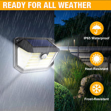 Load image into Gallery viewer, MUEZDUR Outdoor Solar Lights, 230 LED Solar Security Lights Outdoor Garden Light with Motion Sensor, 3 Modes Solar Powered Wall Light for Fence, Front Door, Garage, Shed (2 Pack)
