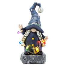 Load image into Gallery viewer, TERESA&#39;S COLLECTIONS Garden Gnomes Halloween Decor Outdoor, Blue Hat Witch Lady Gnome Holding Colorful LED Light for Garden Statues, Halloween Decorations for Patio Yard Housewarming Gifts, 8.86&quot;
