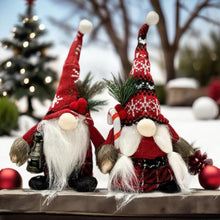 Load image into Gallery viewer, eBoutik - Set of 2 Christmas Gonk Plush Ornaments Decor, Cute Traditional Mr &amp; Mrs Santa Claus Handmade Gnome, Tomte Swedish Elf Xmas Home Decorations
