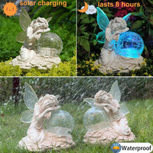 Load image into Gallery viewer, RATUEJIA Solar Garden Statues Fairy，Outdoor Statue with Glass Ball Solar Lights Waterproof Resin Yard Art Sculpture Decoration for Patio, Lawn, Balcony, Mother&#39;s Day, Housewarming Gift
