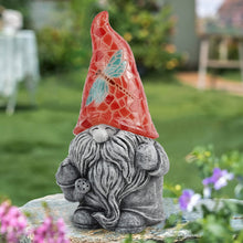 Load image into Gallery viewer, Suyorpe Garden Gnomes Decor Outdoor,Solar Outdoor Statue for Garden Patio Lawn Porch - Gnome Ornament with Red Dragonfly LED Lights Hat,Funny Gnomes Gift,Resin Solar Decorations,8.11 Inches
