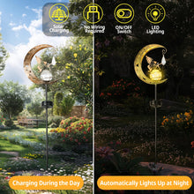 Load image into Gallery viewer, LOVERUIS Solar Garden Lights Outdoor Fairy Moon Lamp Waterproof Moon Garden Solar Light with Crackle Glass Ball LED Stake Lights Angel Decorative for Grave Balcony Lawn Patio Pathway (Fairy)
