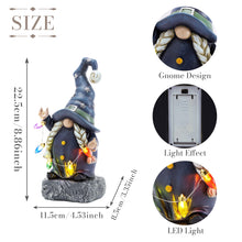 Load image into Gallery viewer, TERESA&#39;S COLLECTIONS Garden Gnomes Halloween Decor Outdoor, Blue Hat Witch Lady Gnome Holding Colorful LED Light for Garden Statues, Halloween Decorations for Patio Yard Housewarming Gifts, 8.86&quot;
