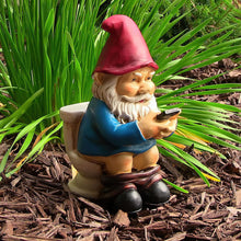 Load image into Gallery viewer, Bygytyo Naughty Resin Gnomes on Toilet Outdoor Garden Gnome Statue Christmas Halloween Garden Decoration Gifts,Suitable for Lawns,Courtyards,Patios,Desks,Gardens,Etc.
