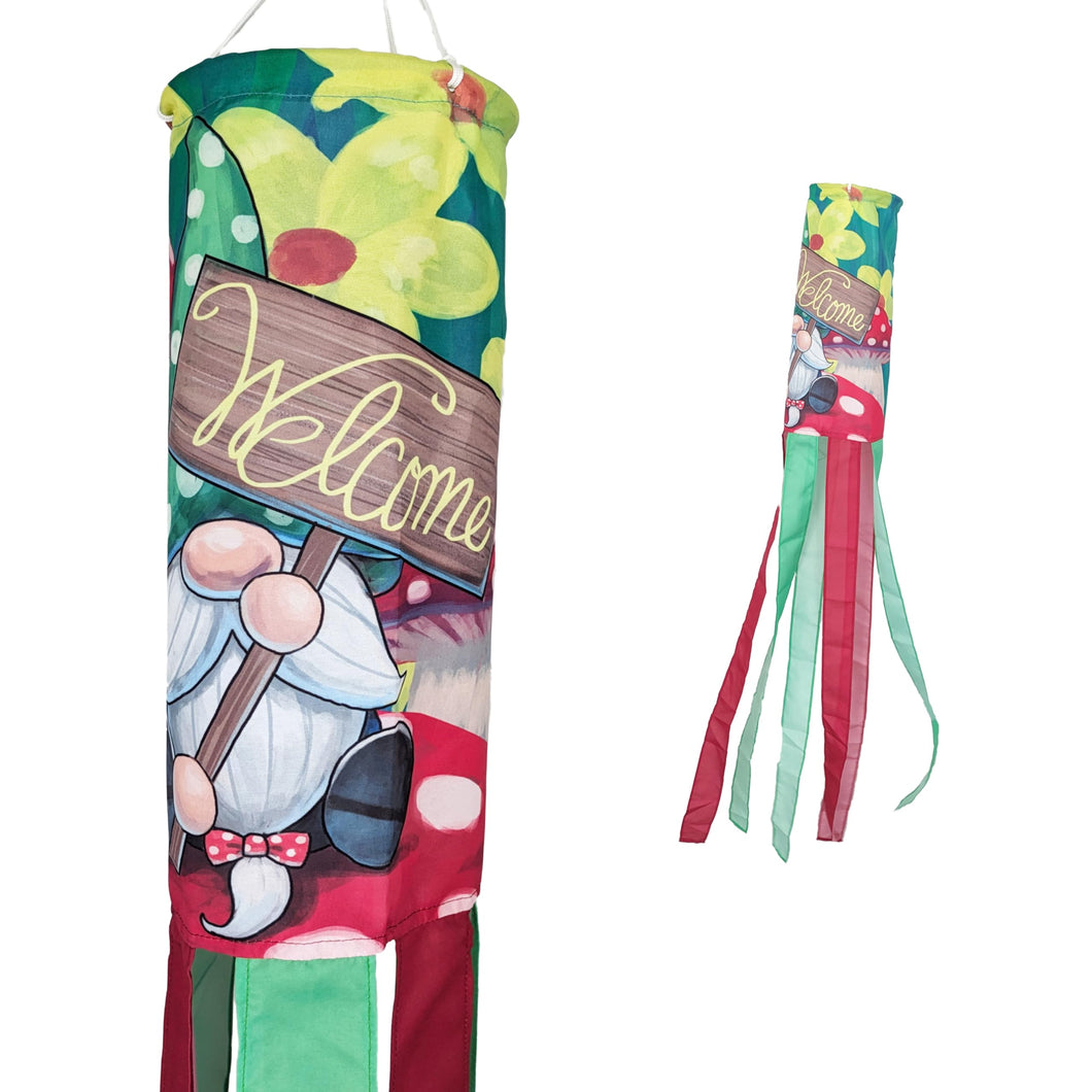 Madrona Brands Welcome Gnome Windsock | Durable Outdoor Hanging Decoration | Yard, Garden, Patio, Home and More | 48-Inch