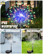 Load image into Gallery viewer, KALAHOL Solar Firework Lights 180 LED 2 Pack, 8 Modes Solar Lights Outdoor Garden, IP65 Waterproof, Solar Light for Pathway Flowerbed Party Ornaments (Multiple Colours)
