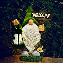Load image into Gallery viewer, ASAWASA Gnomes Decorations for Yard with Solar LED Light, 10.8&quot; Large Outdoor Funny Garden Lawn Gnome Decor with Welcome Sign
