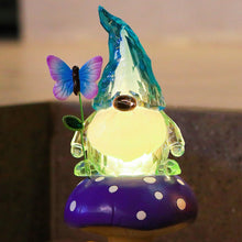 Load image into Gallery viewer, Starryfill Solar Garden Gnome Figurine in Blue Hat Plays with Butterfly on The Mushroom, 9.45inch(H) Resin Gnomes Decor with Solar Led Lights for Home Patio Lawn Backyard Christmas Decorations
