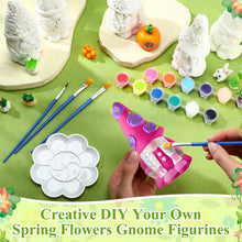 Load image into Gallery viewer, Arrowbash 6 Pcs Spring Ceramics to Paint Ready to Paint Your Own Gnome Statues 5.12 Floral Theme Paintable Figurines DIY Unpainted Sunflowers Ceramics Plaster Crafts Kit with Brush Palette Paint
