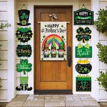 Load image into Gallery viewer, OPULANE Happy St Patricks Day House Flag 28x40 Inch Double Sided Lucky Clovers Shamrocks Gnomes Rainbow Outside Large Flag for Yard Outdoor Holiday Decoration
