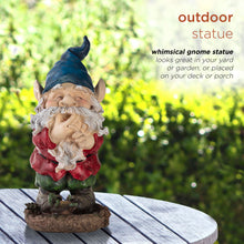 Load image into Gallery viewer, Alpine Corporation 15&quot; Tall Outdoor Garden Gnome Smiling Yard Statue Decoration, Multicolor
