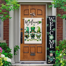 Load image into Gallery viewer, FUYUCHEN Welcome St Patricks Day Gnomes House Flag 28x40 Inch Double Sided Shamrock Lucky Clover Holiday Yard Large Flag Outdoor Decoration

