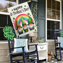 Load image into Gallery viewer, OPULANE Happy St Patricks Day House Flag 28x40 Inch Double Sided Lucky Clovers Shamrocks Gnomes Rainbow Outside Large Flag for Yard Outdoor Holiday Decoration
