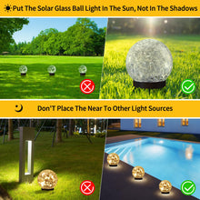 Load image into Gallery viewer, JKIMK Solar Globe Lights Outdoor Waterproof - Cracked Glass Ball Lights for Garden, Patio, Yard, Lawn and Backyard Decor - Solar Orbs for Outside Decorations
