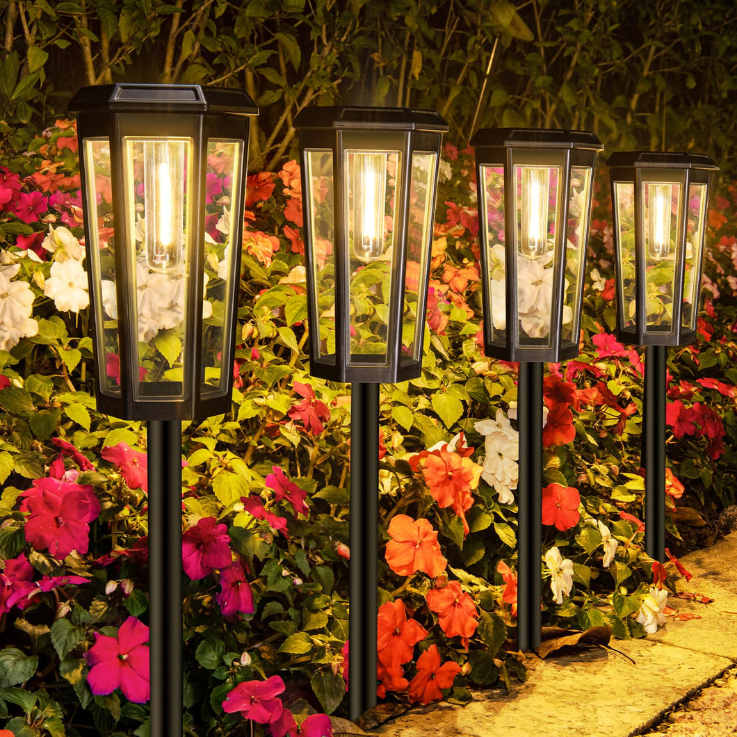 MAGGIFT 2025 Upgraded Solar Lights Outdoor Garden, 4-Pack LED Outdoor Lights Solar Powered IP65 Waterproof, Garden Ornaments for Pathway Yard Lawn Landscape Patio Decoration
