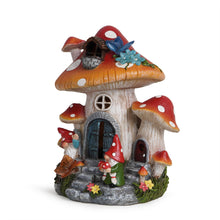 Load image into Gallery viewer, Hodao Spring Garden Mushroom Gnomes Decorations Mushroom House Ornaments Decor Gifts Summer Gnomes Figurines Spring Butterfly Lighting Mushroom House for Garden Decor Spring Gifts for Outdoor Decor
