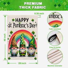 Load image into Gallery viewer, OPULANE Happy St Patricks Day House Flag 28x40 Inch Double Sided Lucky Clovers Shamrocks Gnomes Rainbow Outside Large Flag for Yard Outdoor Holiday Decoration
