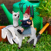 Load image into Gallery viewer, Funny Guy Mugs Gnome and a Llama Statue- Indoor/Outdoor Garden Gnome Sculpture for Patio, Yard or Lawn
