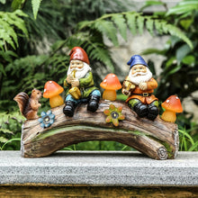 Load image into Gallery viewer, Jy.Cozy Funny Garden Gnome Statue Solar Powered Mushroom Figurine with Squirrel Gnome Durable Resin Outdoor Decoration for Patio Yard Lawn Ornament Housewarming Gift
