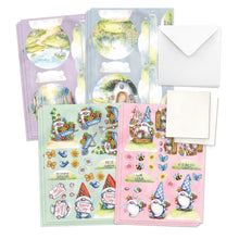 Load image into Gallery viewer, Katy Sue Garden Gnomes Die-Cut Pop-Up Card Making Kit for Adults. Makes 12 Cards &amp; Contains Gnome or Gonk Die-Cut Decoupage Paper Sheets, Supports, Envelopes &amp; Foam Pads for Card Making Supplies
