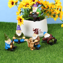 Load image into Gallery viewer, Haomian Set of 5 Miniature Garden Gnomes Mini Gnome Figures Waterproof Resin Ornament Miniature Fairy Garden Ornaments Outdoor Accessories Micro Landscape Decoration
