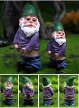 Load image into Gallery viewer, Set of 4 Mini Garden Gnomes with Campfire - 3 Drunk Gnome Figurines and 1 Campfire for Fairy Garden Decor, Plant Pot Decorations, Dashboard Ornaments, and Outdoor Spaces

