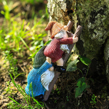 Load image into Gallery viewer, SUQ I OME Garden Climbing Gnome Statue, Funny Climbing Ladder Gnomes Figurine Resin Sculpture Outdoor Decor for Patio Yard Lawn Porch
