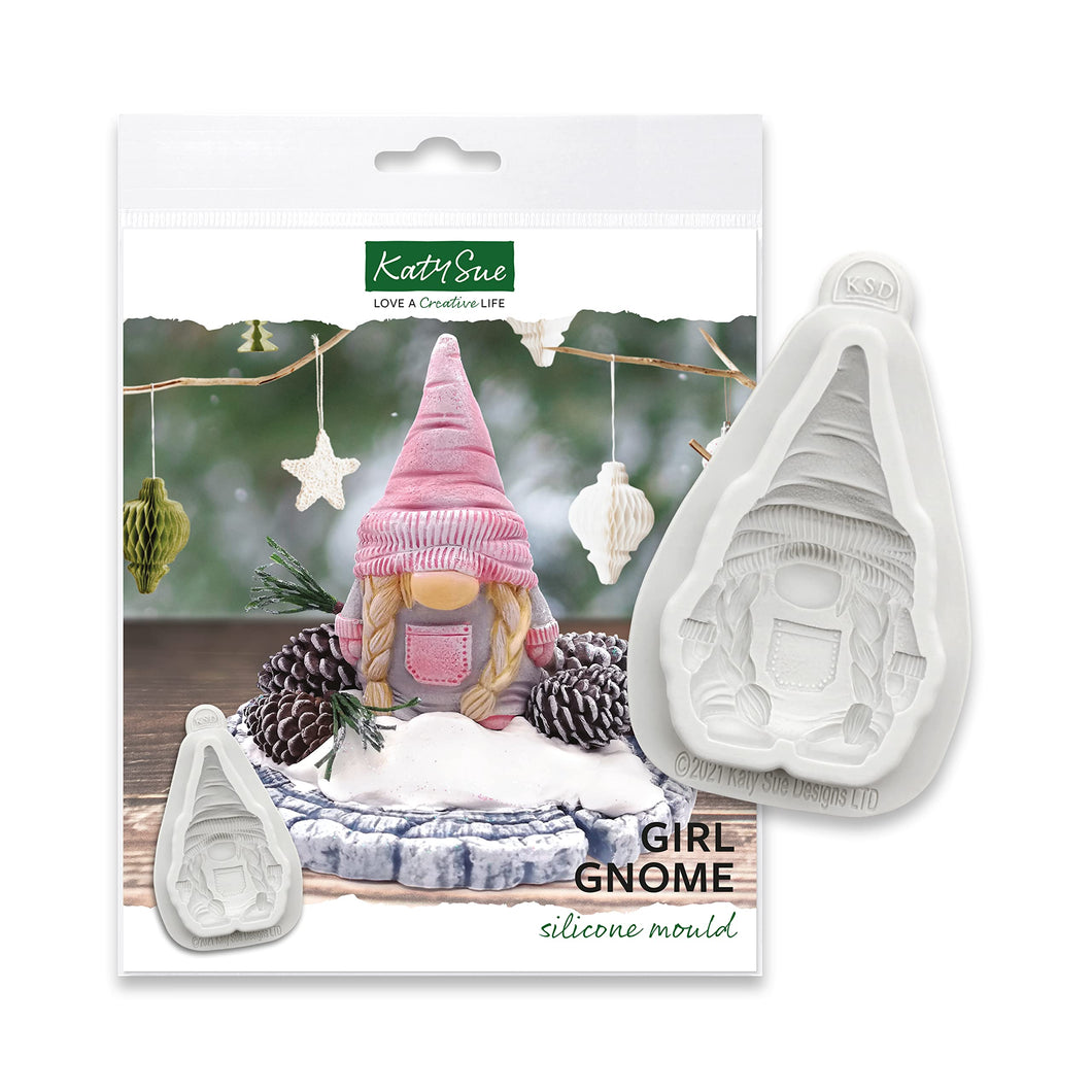 Katy Sue Girl Gnome Silicone Mould for Cake Decorating & Crafting. Makes a Gnome or Gonk 90 Tall x 55 Wide in Millimetres for Fondant, Flower Paste, Air Dry Clay, Polymer Clay. UK-Made.