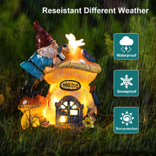 Load image into Gallery viewer, ZQQLITE Garden Gnome Statues Figurine Lights - Solar Powered Lighting Outdoor Decorations, Gnome Build Mushroom House, Yard Art Lawn Ornaments for Porch Patio Balcony - Gnome Gifts for Women Mom
