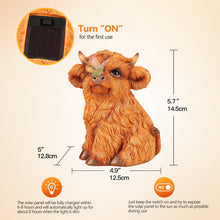 Load image into Gallery viewer, Highland Cow Solar Powered Outdoor Garden Statue, Resin Highland Cow Statue with Solar Light Lantern, Decorative Lawn, Yard Outdoor Highland Cow Decor. Unique home decorations, gifts for women
