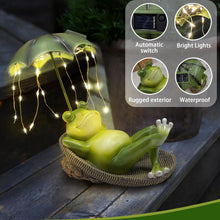 Load image into Gallery viewer, ASDFG Solar Light Frog Garden Statue - Frog Umbrella Garden Sculpture with Lighting, Outdoor Pond Waterproof Fairy Tale Decoration, Gift for Women/Gardening Lovers/Mothers Outside Decor
