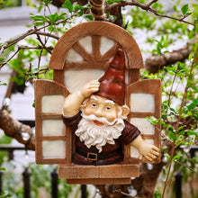 Load image into Gallery viewer, Garden Gnomes Elf Open Window Tree Hugger, Knothole Welcome Gnomes Garden Tree Sculptures, Tree Face Garden Gift, Open The Window Garden Peeker Yard Art for Tree Resin, 12 inch
