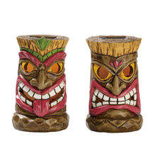 Load image into Gallery viewer, TERESA&#39;S COLLECTIONS Tiki Head Garden Decor with Solar Outdoor Light, Set of 2 Tropical Hawaiian Tiki Torch Resin Christmas Decorations Garden Sculptures &amp; Statues Yard Decor Thanksgiving Gifts 6&quot;
