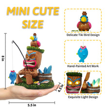 Load image into Gallery viewer, CFFOWNUG Solar Tiki Garden Statues: 8&#39;&#39; Funny Tiki Bar Decor with Solar Light Outside Decoration for Lawn Yard Patio Garden Gifts for Housewarming (Fishing)
