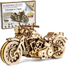 Load image into Gallery viewer, WOODEN.CITY Cruiser V-Twin, DIY Wooden 3D Puzzle, Wooden Motorbike Model Kit, Detailed Engine with Rubber Motor, Puzzles for Adults
