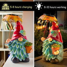 Load image into Gallery viewer, Teaeeno Garden Gnome Statue Decor,Yard Gnomes with Solar LED Umbrella,Solar Lawn Ornaments,Dwarf Sculpture for Outside Patio Porch Lawn Decoration,Waterproof Gnome Statue with Solar Lights for Patio
