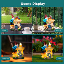 Load image into Gallery viewer, ZQQLITE Garden Gnome Statues Figurine Lights - Solar Powered Lighting Outdoor Decorations, Gnome Build Mushroom House, Yard Art Lawn Ornaments for Porch Patio Balcony - Gnome Gifts for Women Mom
