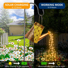 Load image into Gallery viewer, FLSEPAMB Watering Can Solar Lights Garden (2 Pack), IP65 Watering Can with Cascading Lights, Warm Watering Garden Light Decor with Bracket for Pathway, Yard, Patio, Backyard, Bronze, (HSD)
