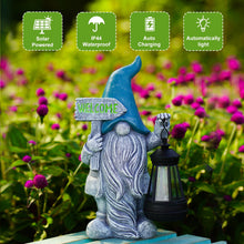 Load image into Gallery viewer, Yeomoo Solar Gnome with Lantern Garden Ornaments - Outdoor Welcome Decor for Balcony Yard Porch Lawn Resin Waterproof Accessories - Housewarming Gifts for Women Mum Wife
