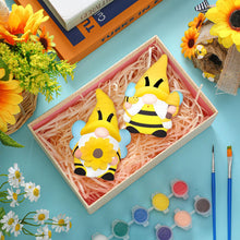 Load image into Gallery viewer, 2 Sets Ready to Paint Your Own Bee Gnome Statues DIY Ceramics Bee Gnomes Set Sunflower Garden Paintable Figurines Unpainted DIY Arts and Crafts for Classroom Craft Project Activity
