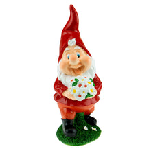 Load image into Gallery viewer, CLEVER GARDEN Garden Gnome Statue Outdoor Décor, 11 Inch Tall Resin Figurine, Bouquet

