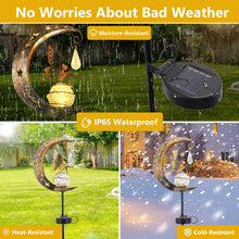 Load image into Gallery viewer, ORHOMELIFE Moon Solar Lights for Outdoor Garden Decoration Patio Decoration Metal Moon Solar LED Glass Ball Garden Light Waterproof Path Light with Sun Catcher Crystal Solar Lights for Outdoor Ball
