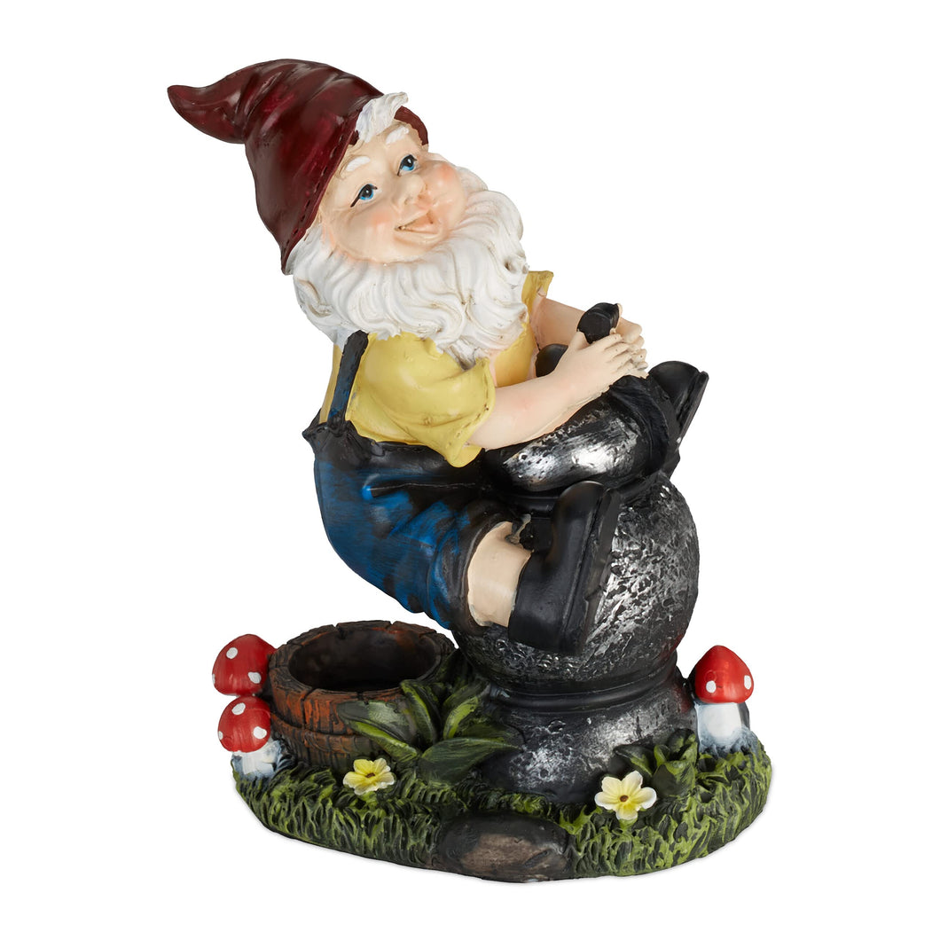 Relaxdays Garden Gnome with Well, Weather & Frost Resistant, 15 x 7.5 x 10.5 cm, Figurine, Polyresin, Multicoloured