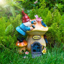 Load image into Gallery viewer, ZQQLITE Garden Gnome Statues Figurine Lights - Solar Powered Lighting Outdoor Decorations, Gnome Build Mushroom House, Yard Art Lawn Ornaments for Porch Patio Balcony - Gnome Gifts for Women Mom
