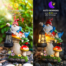 Load image into Gallery viewer, C&amp;Y&amp;G&amp;X Solar Garden Gnome, Mushroom Design with Bright Solar Lantern,Cute Gnome Garden Decor
