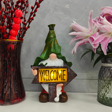 Load image into Gallery viewer, Solar Powered Resin Gnome Statue with Welcome Sign, 13&quot; Weather-Resistant Outdoor Garden Decoration, Light Sensor LED Lamp, Waterproof Lawn, Porch &amp; Patio Decor
