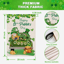 Load image into Gallery viewer, OPULANE Happy St Patricks Day House Flag 28x40 Inch Double Sided Lucky Clovers Shamrocks Gnome Truck Outside Large Flag for Yard Outdoor Holiday Decoration
